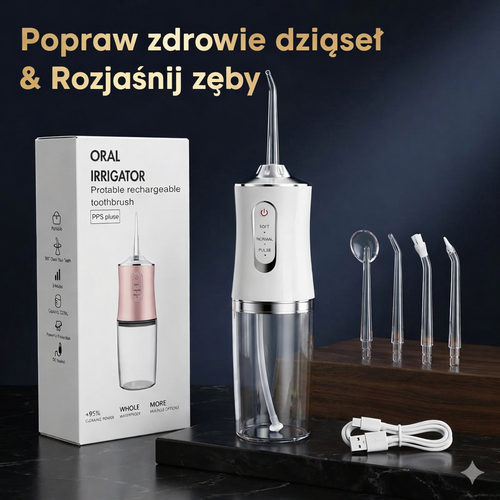 Oralmax AquaFlow™ – bezprzewodowy irygator do jamy ustnej premium